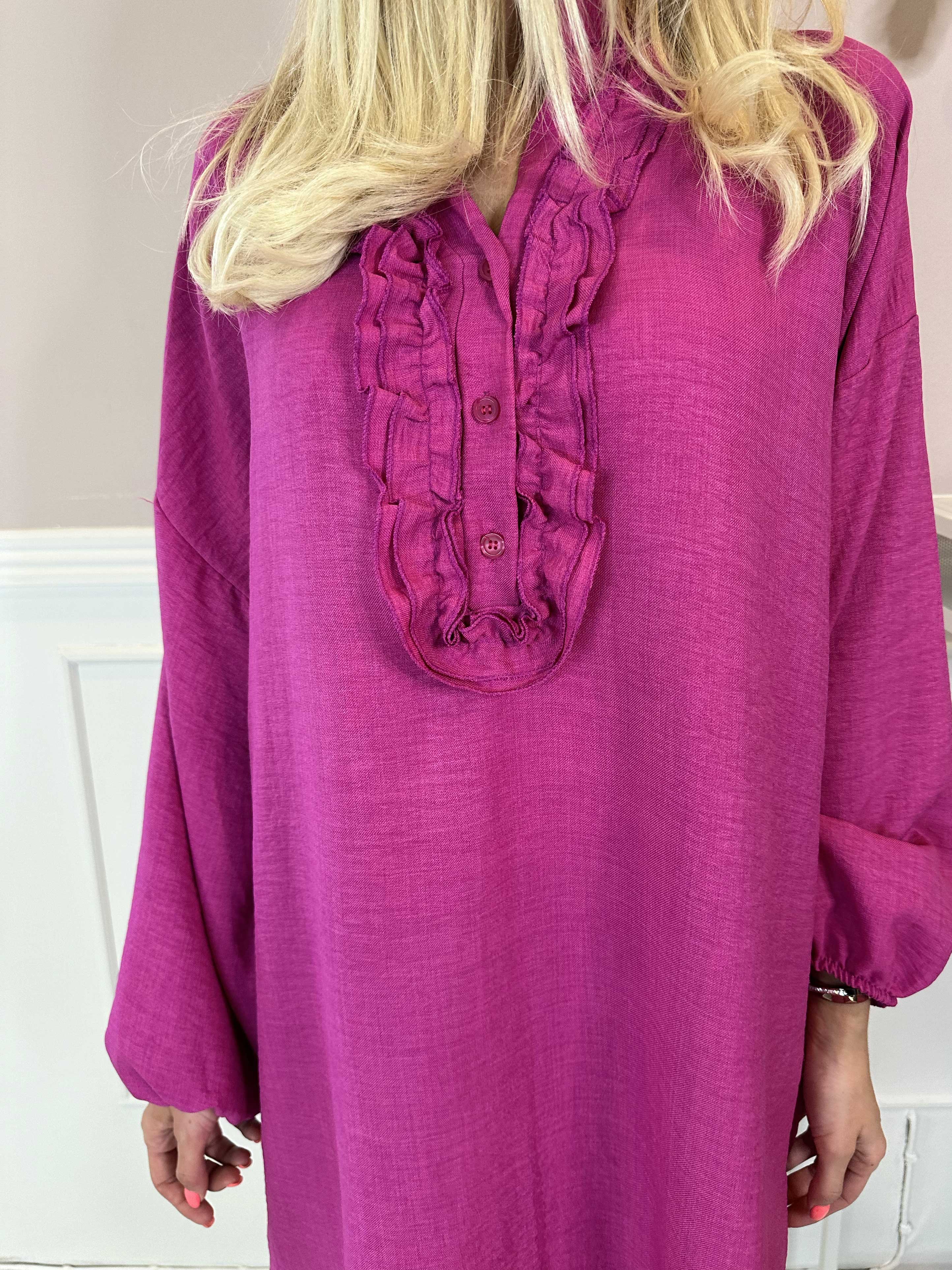 Cassia Plain - Tunikaklänning med volanger vid bröstet